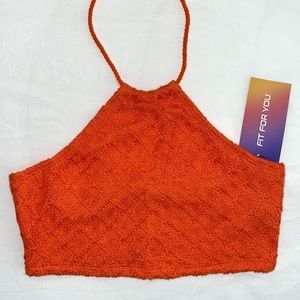 NWT Orange Halter Crop Top XS